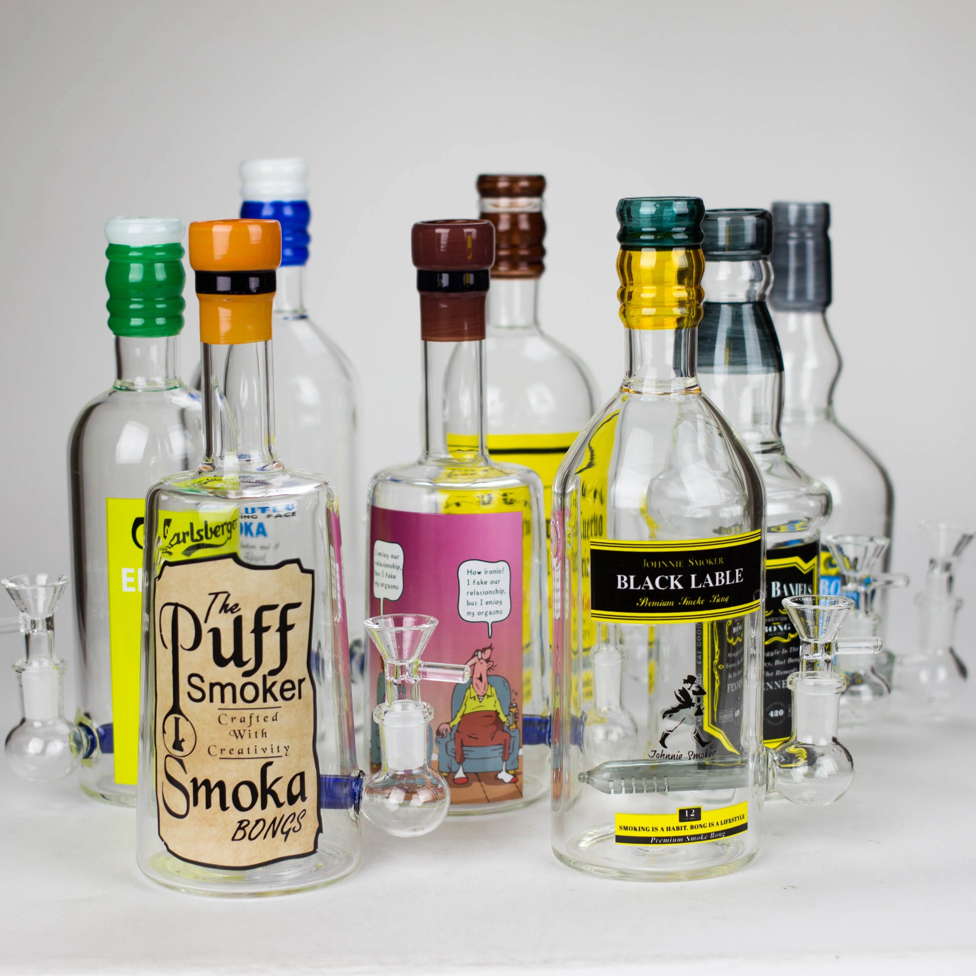 9" Liquor Bottle Theme - Water Pipe (Assorted Designs)