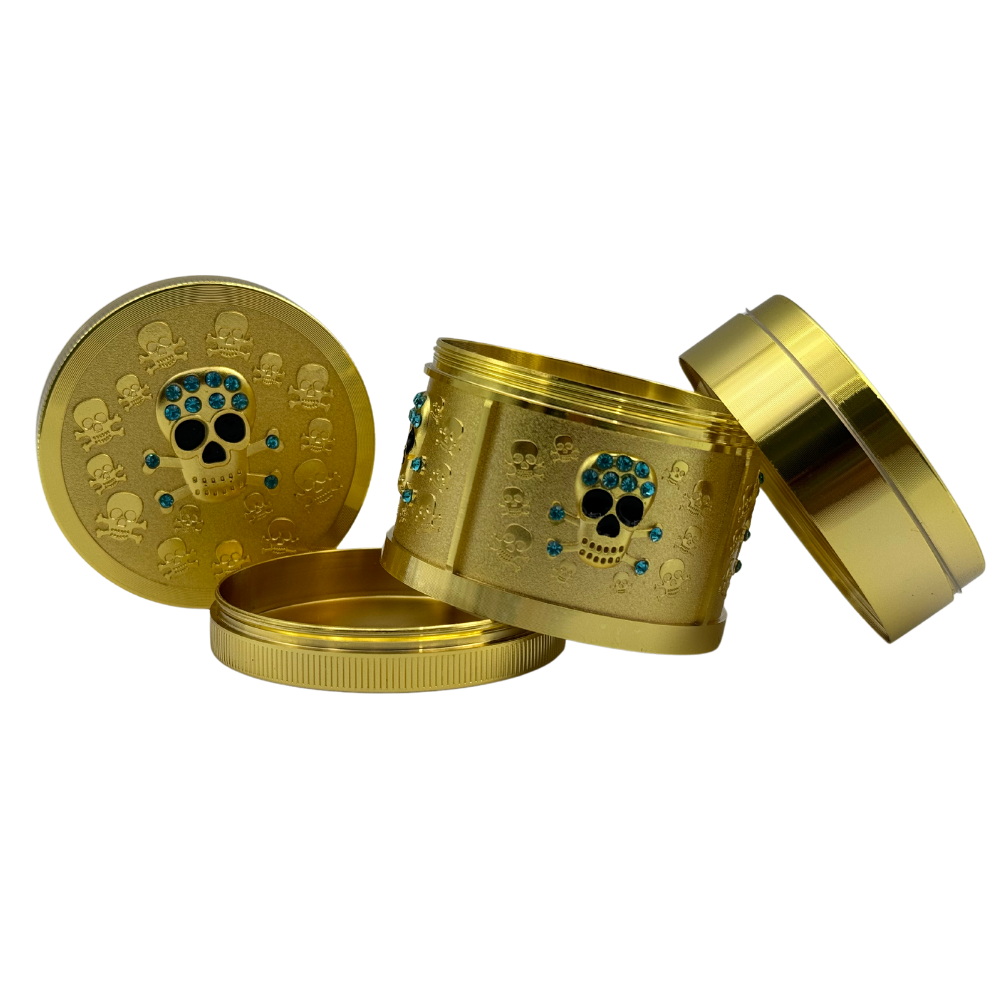 Arsenal Skull Gold Rush 63mm 4-Pc Grinder - 3ct
