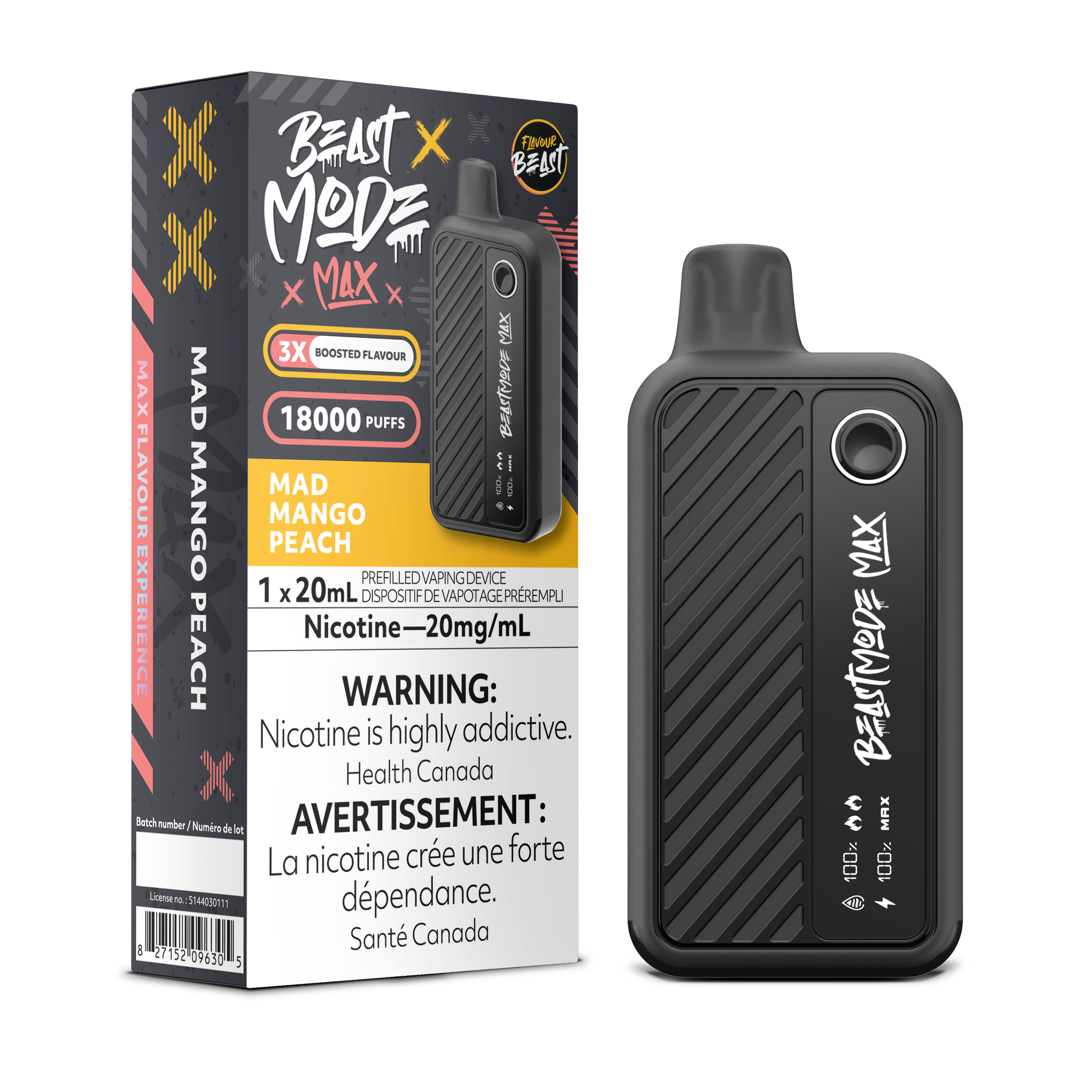 MAD MANGO PEACH - Flavour Beast Mode Max 18K - 20MG - 5pc/Carton