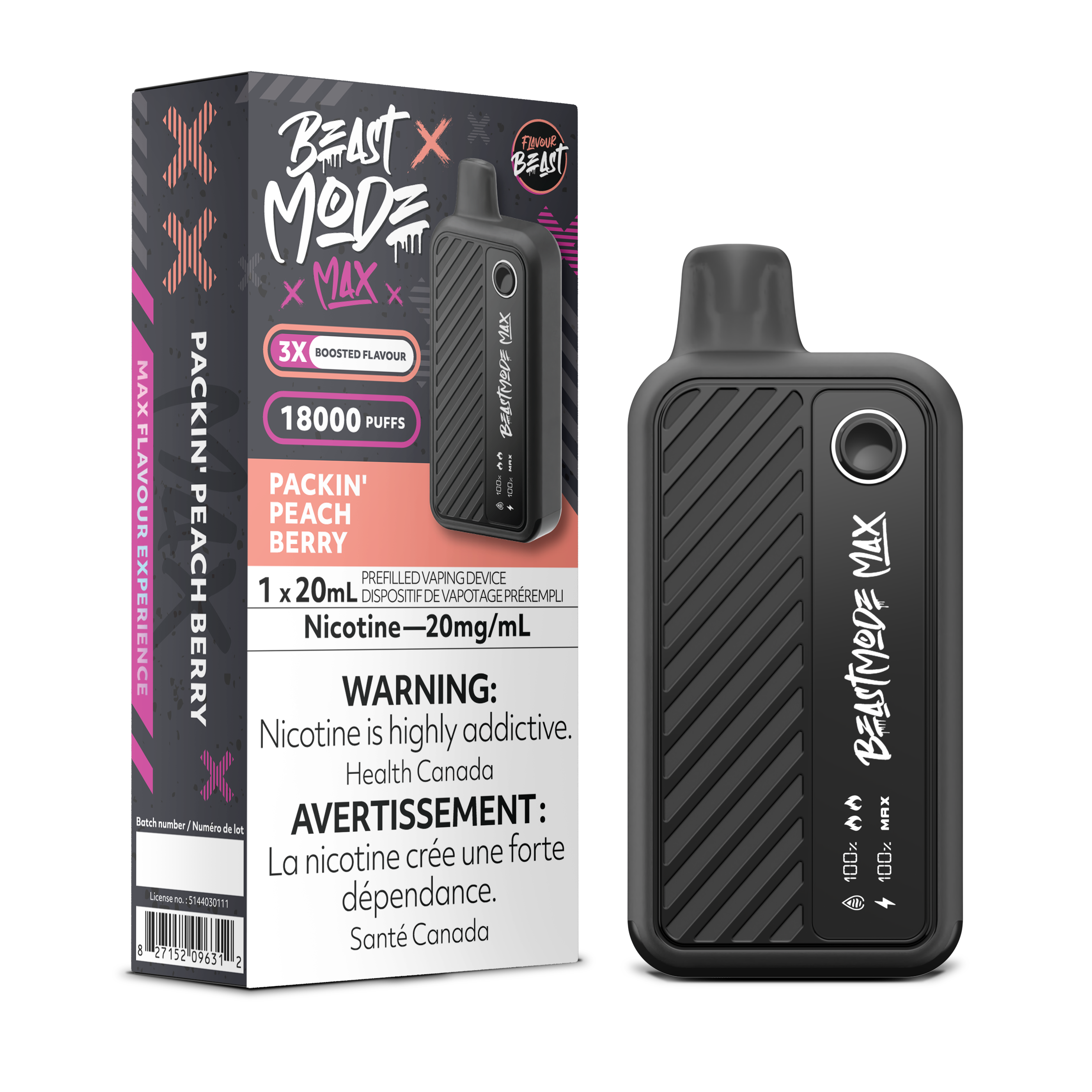 PACKIN' PEACH BERRY - Flavour Beast Mode Max 18K - 20MG - 5pc/Carton