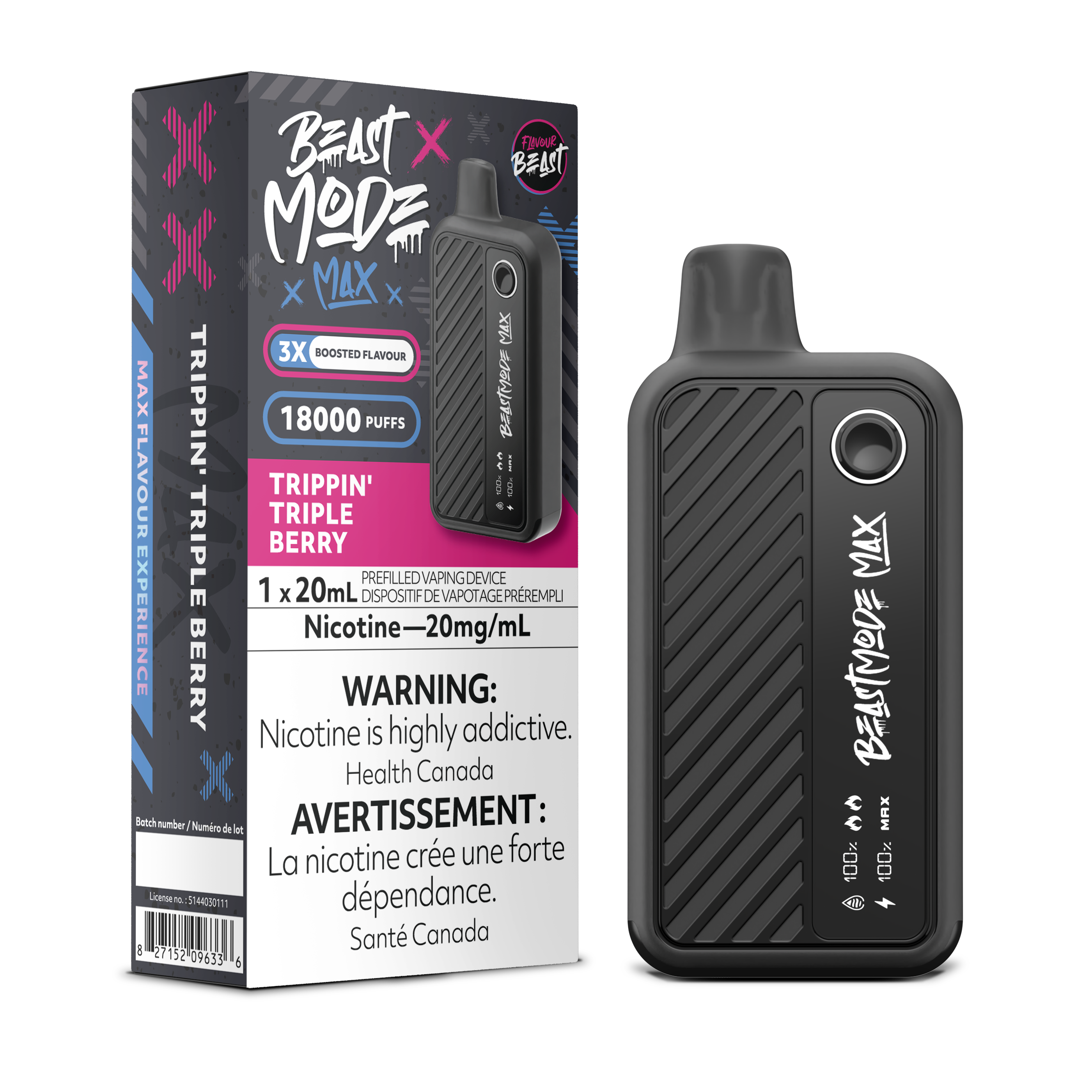 TRIPPIN TRIPLE BERRY - Flavour Beast Mode Max 18K - 20MG - 5pc/Carton