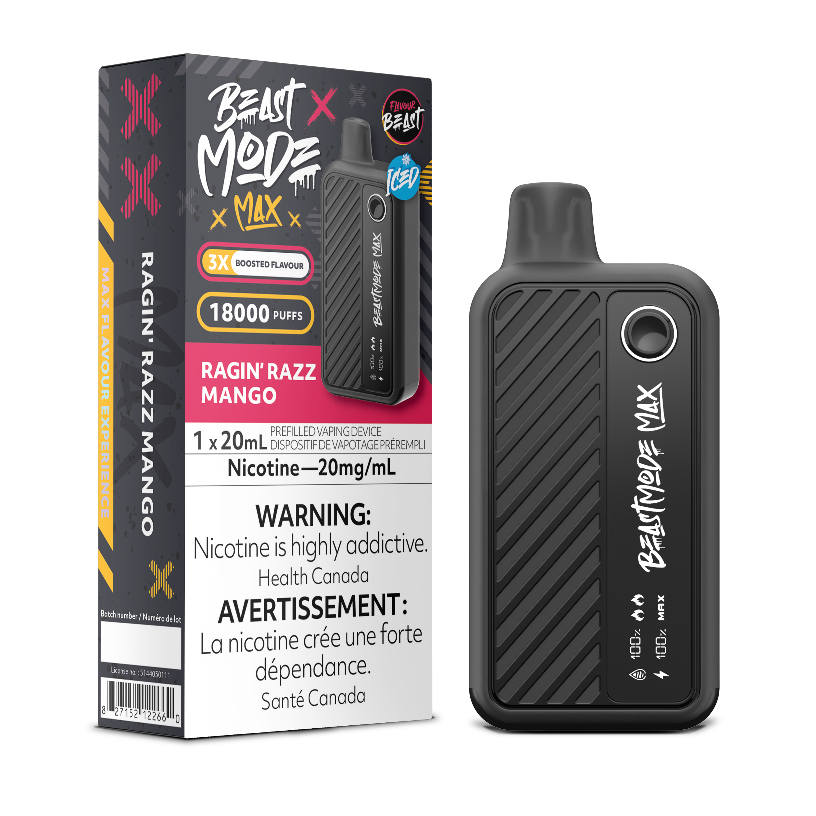 RAGIN' RAZZ MANGO - Flavour Beast Mode Max 18K - 20MG - 5pc/Carton