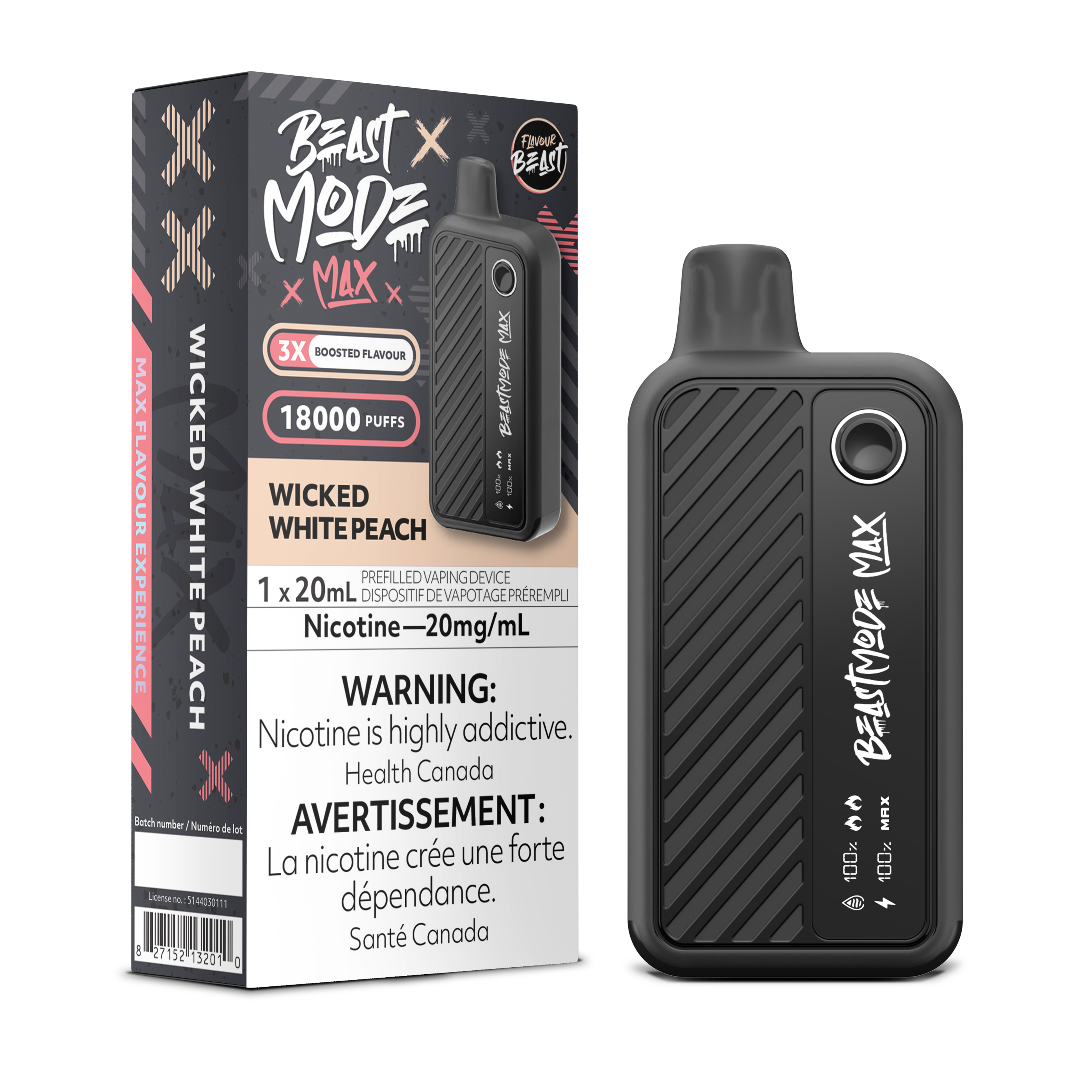 WICKED WHITE PEACH - Flavour Beast Mode Max 18K - 20MG - 5pc/Carton