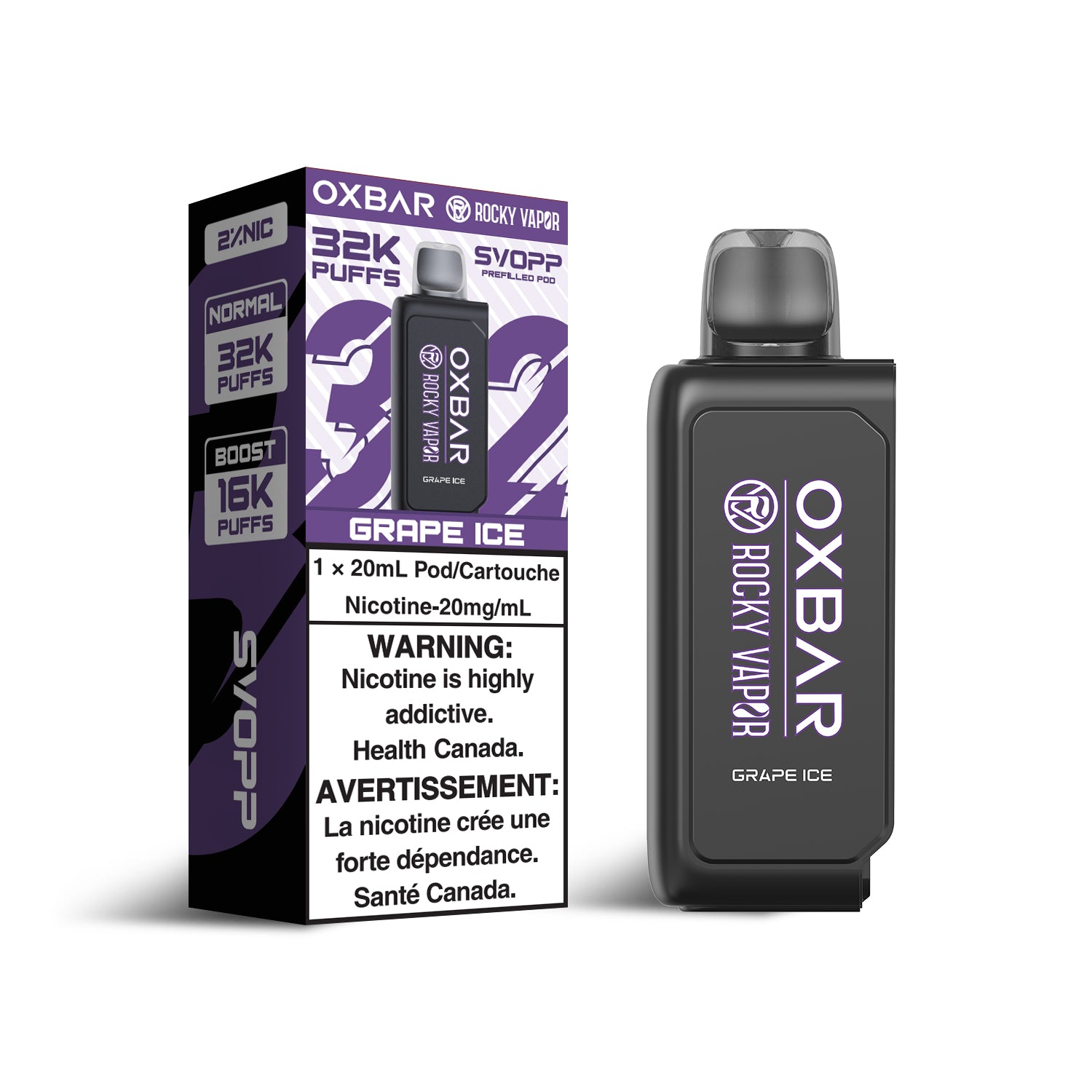 GRAPE ICE - OXBAR - SVOPP 32K Pre-Filled Pod - 20mg - 4ct