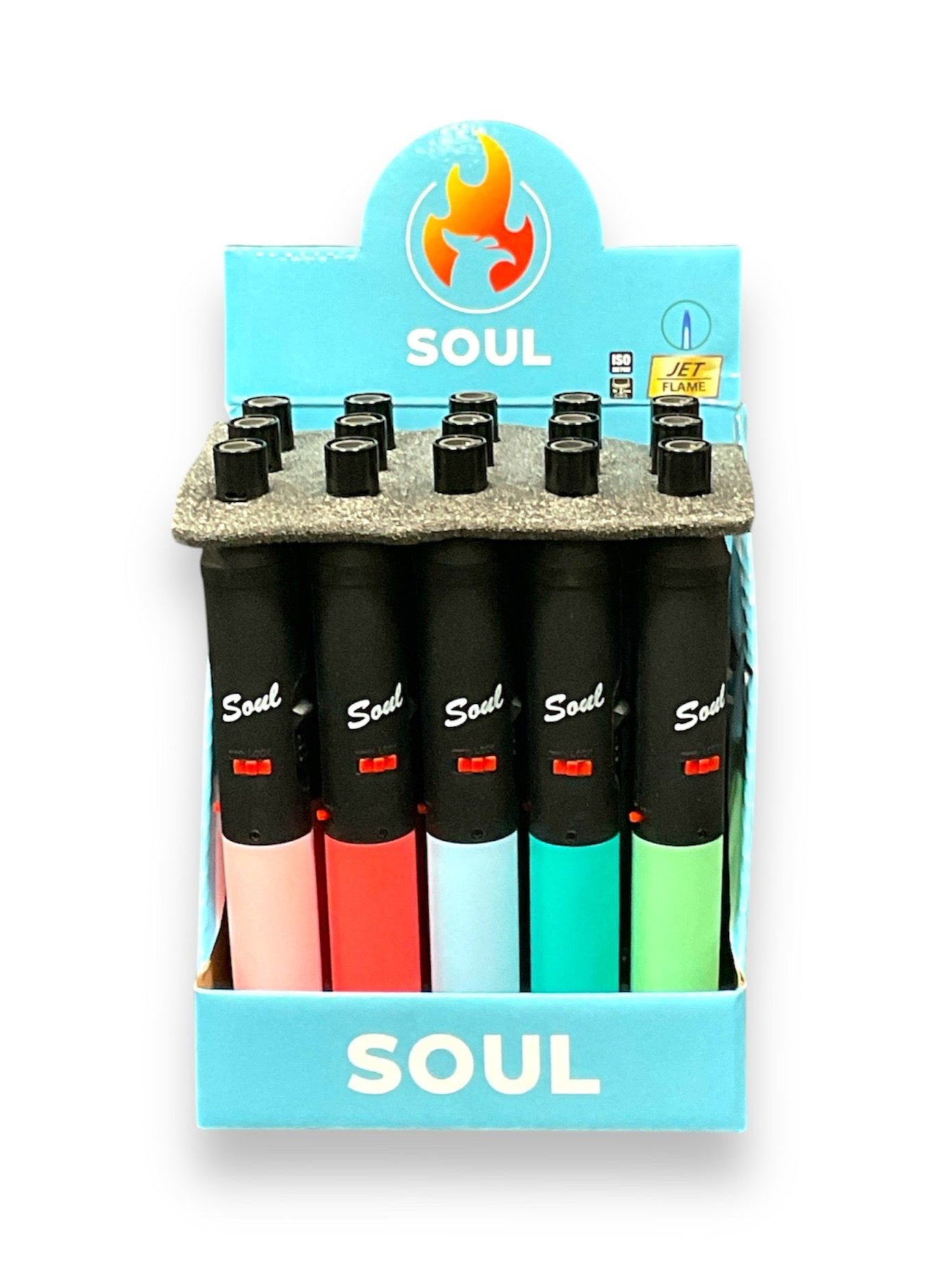 PLAIN COLOR - JET FLAME - SOUL LIGHTERS - 12CT