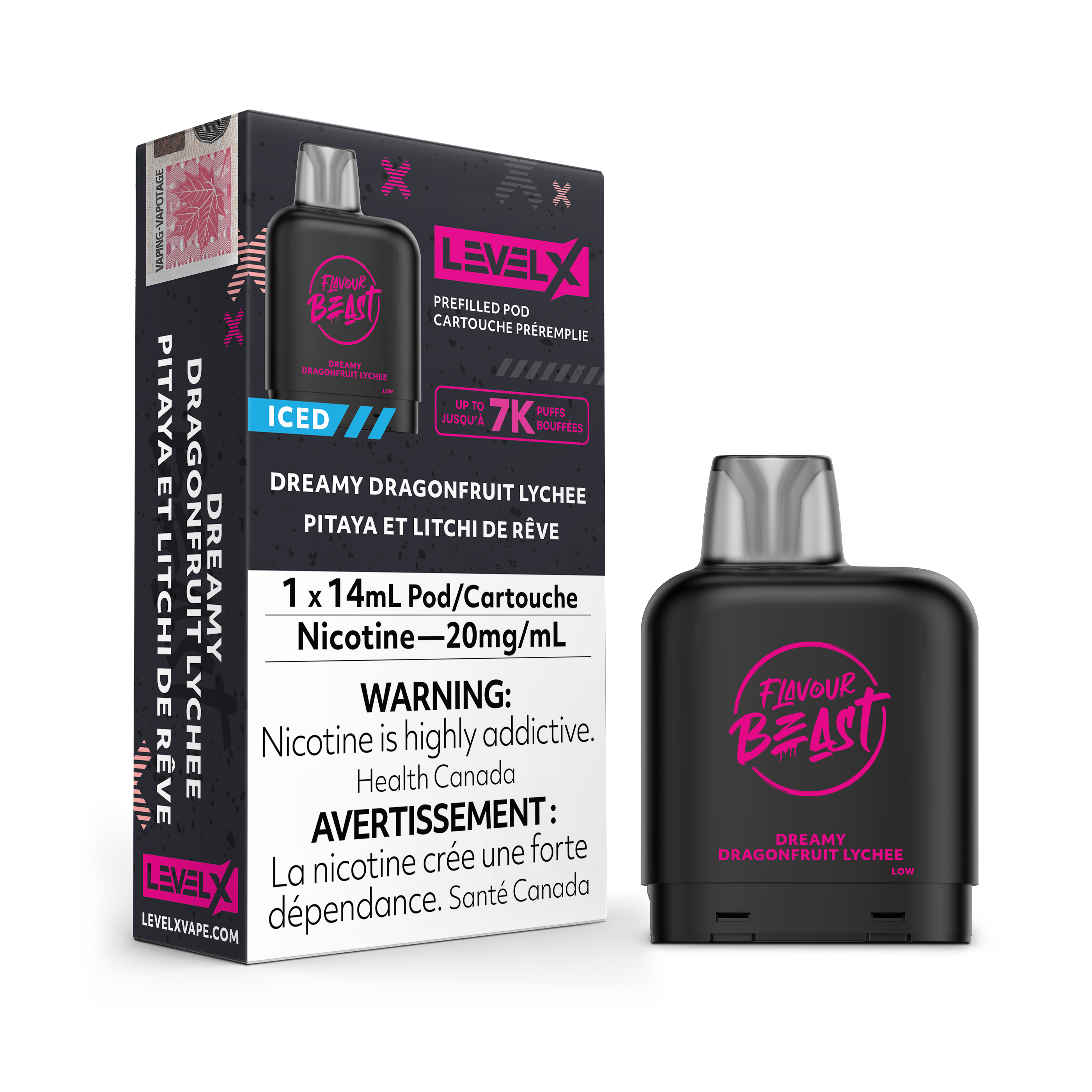 Dreamy Dragonfruit Lychee Iced - Level X Flavour Beast Pod 14mL - 6pc/Carton