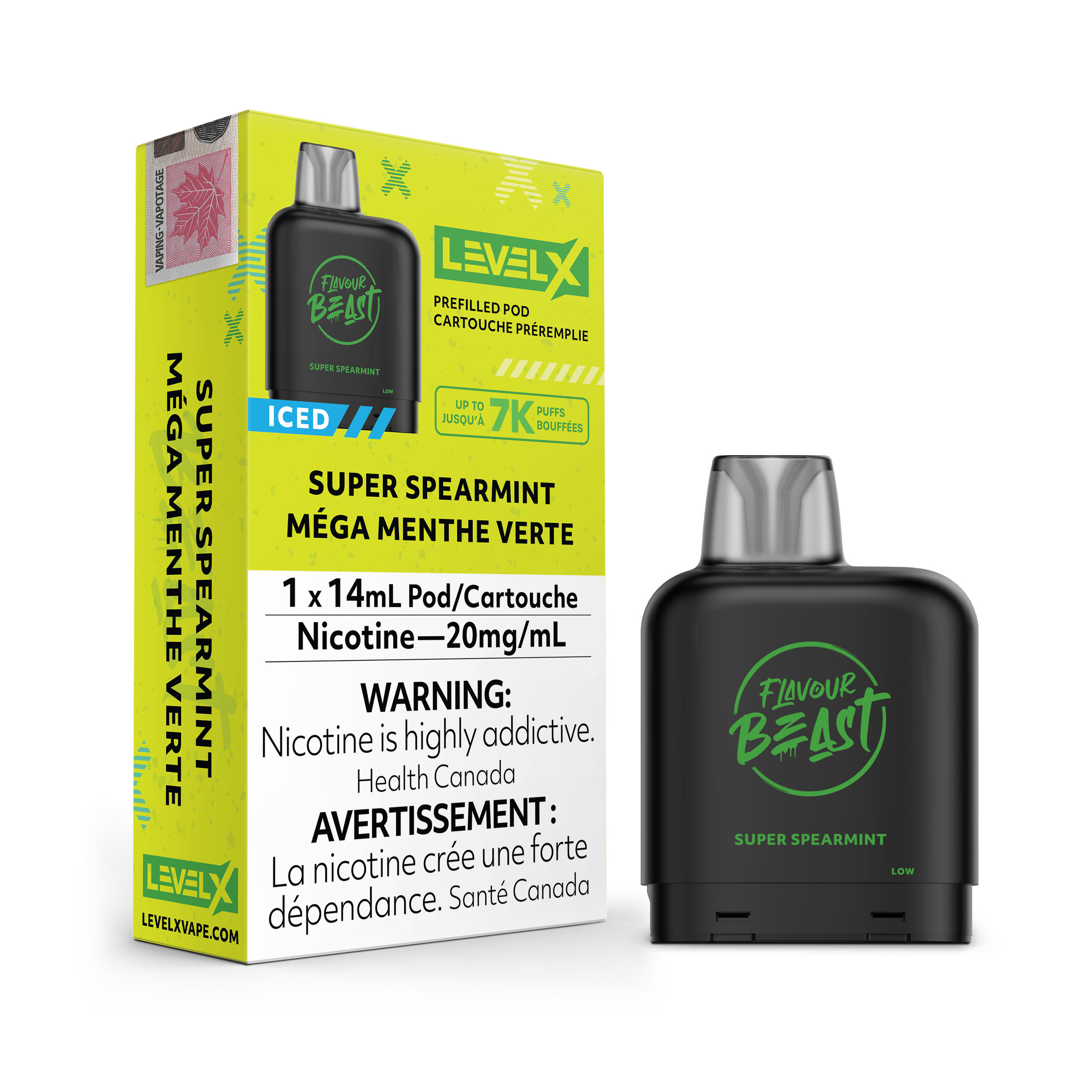 Super Spearmint Iced - Level X Flavour Beast Pod 14mL - 6pc/Carton