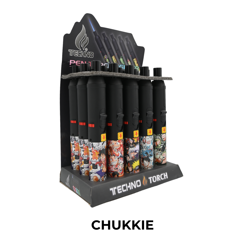 Techno Designer 7.25" - Pen Torch Lighters - 15ct