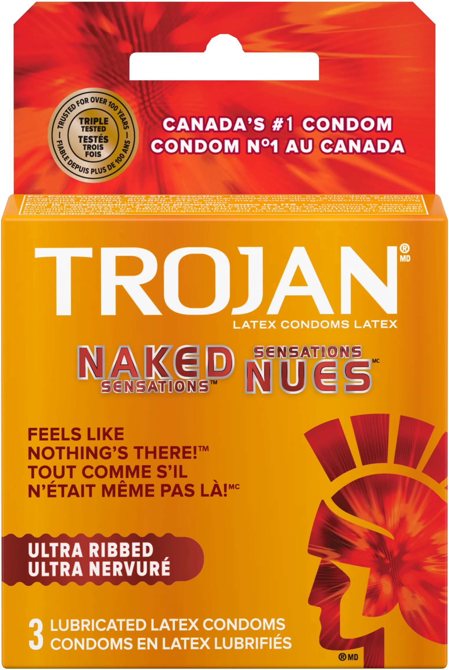 Trojan Naked Sensations Lubricated Latex Condoms 3ct