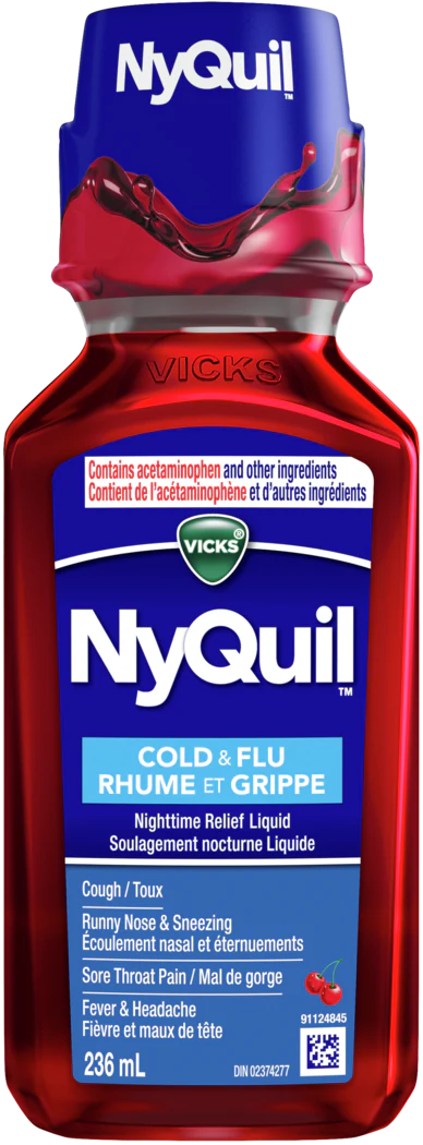 Vicks Nyquil Cold & Flu Soothing Cherry Flavour Liquid 236mL