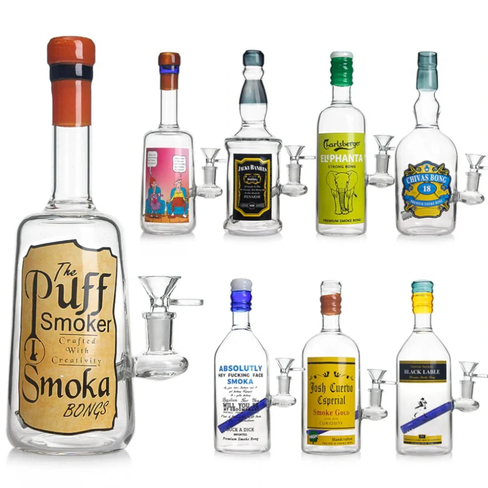 9" Liquor Bottle Theme - Water Pipe (Assorted Designs)