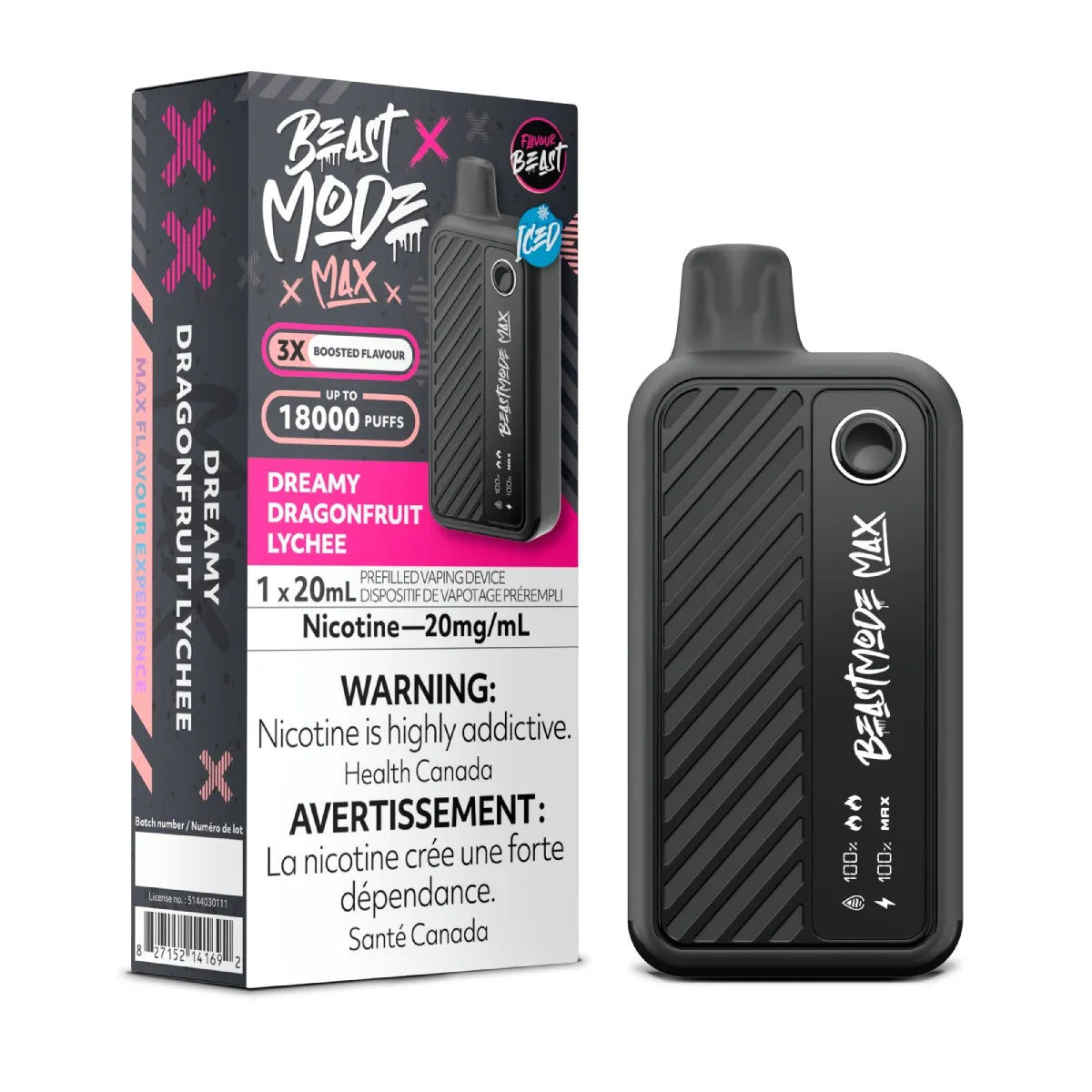 Dreamy Dragonfruit Lychee - Flavour Beast Mode Max 18K - 20MG - 5pc/Carton