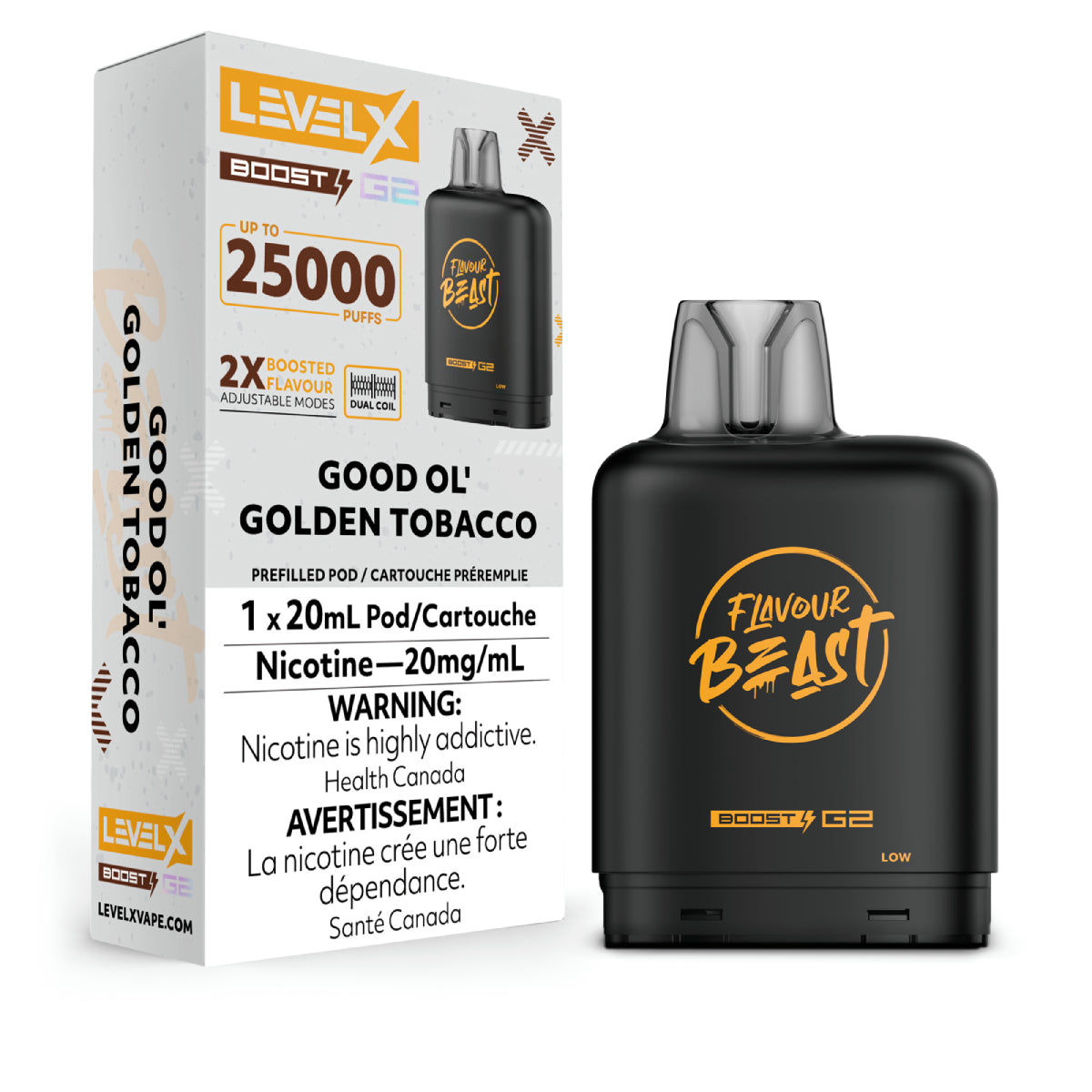 Good Ol' Golden Tobacco - Level X Flavour Beast - Boost Pod 20mL - 6pc/Carton