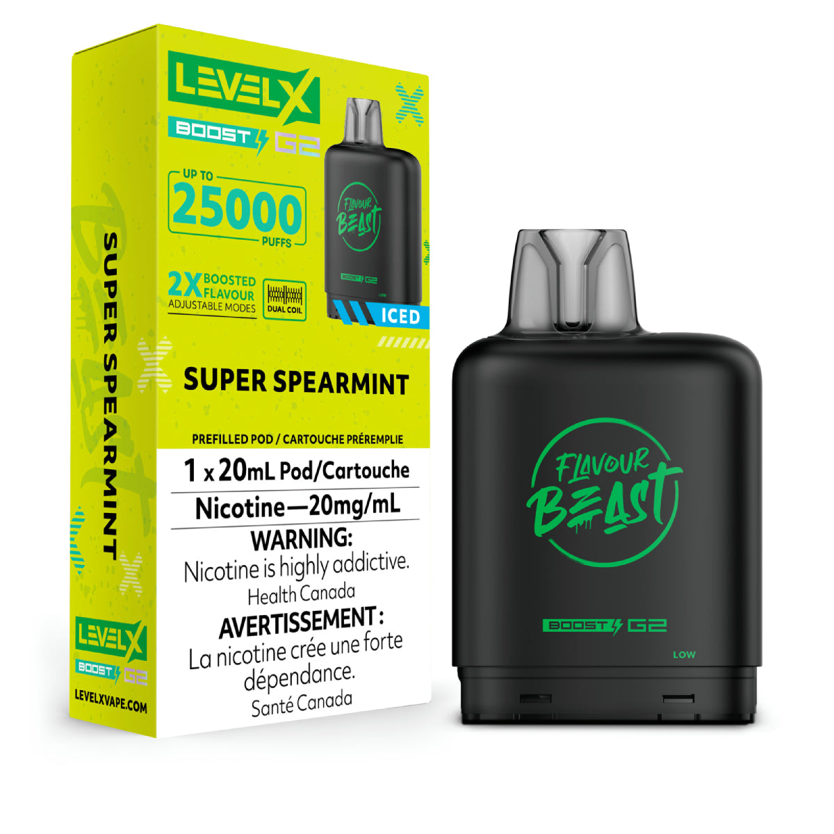 SUPER SPEARMINT - Level X Flavour Beast - Boost Pod 20mL - 6pc/Carton