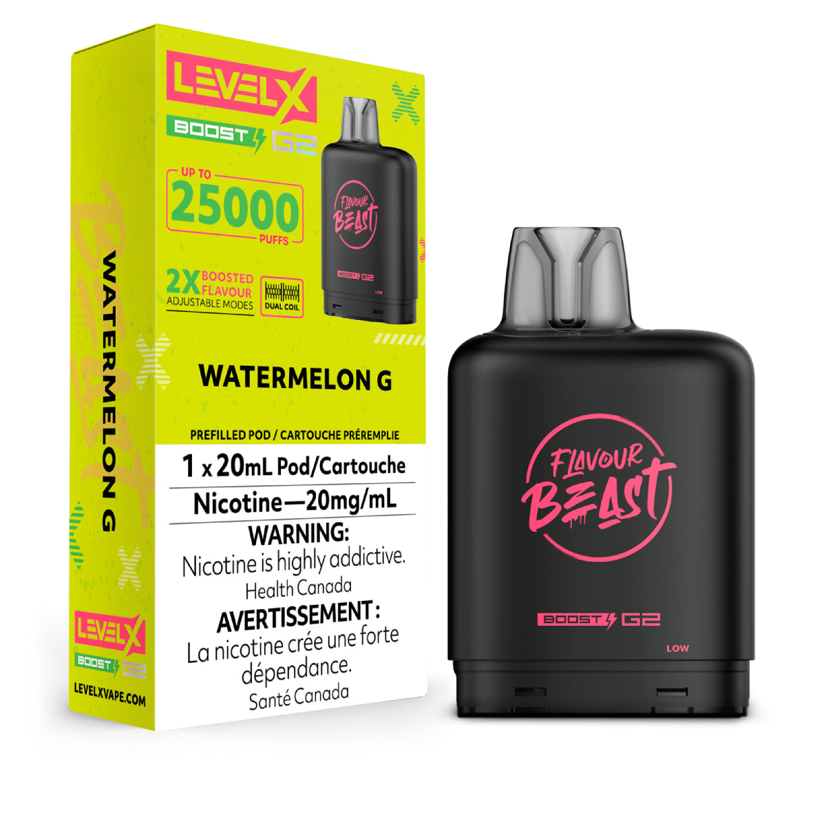 WATERMELON G - Level X Flavour Beast - Boost Pod 20mL - 6pc/Carton