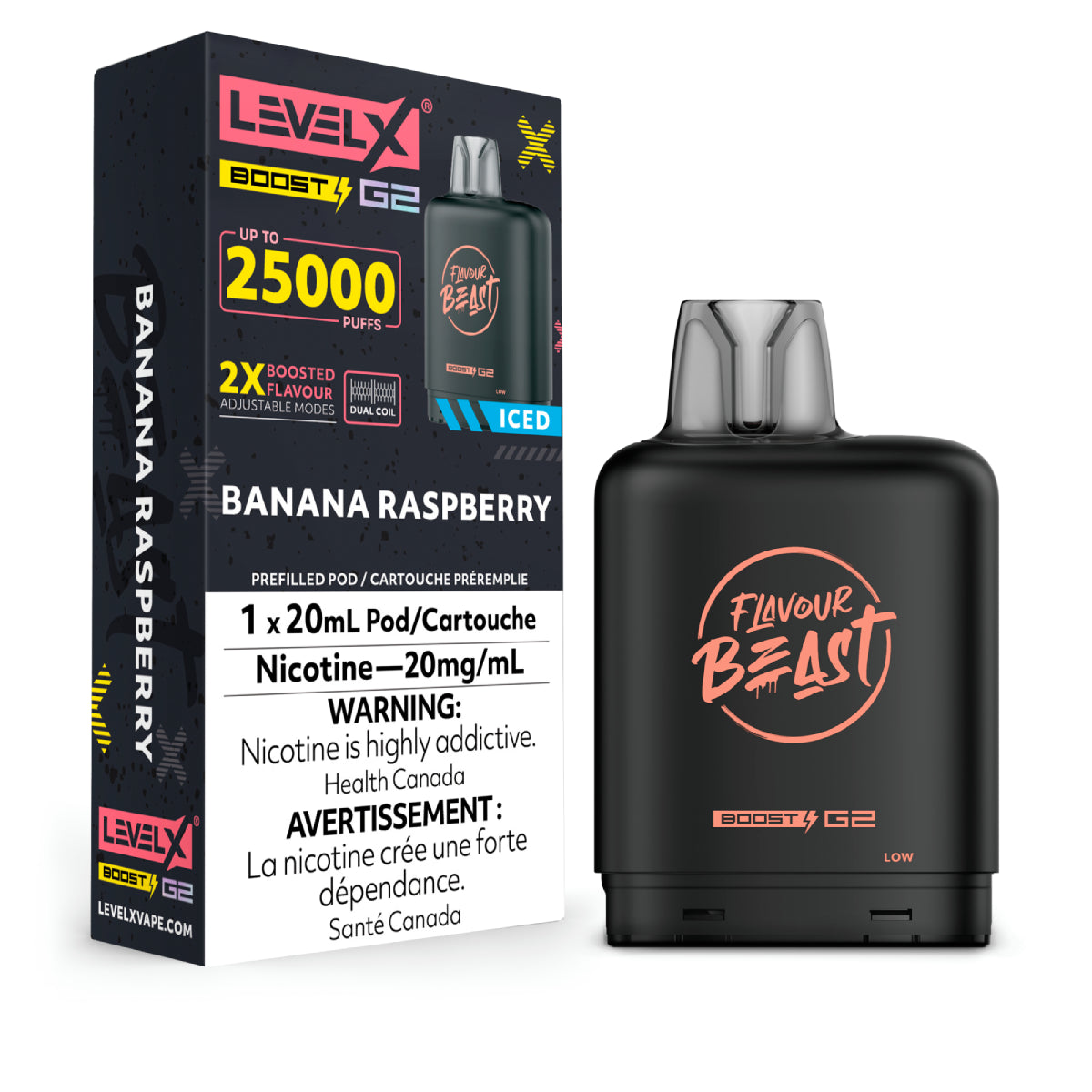 BANANA RASPBERRY - Level X Flavour Beast - Boost Pod 20mL - 6pc/Carton