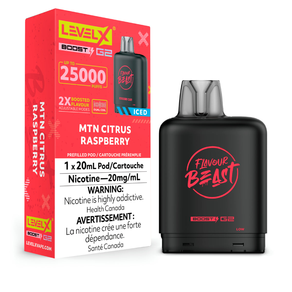 MTN CITRUS RASPBERRY - Level X Flavour Beast - Boost Pod 20mL - 6pc/Carton