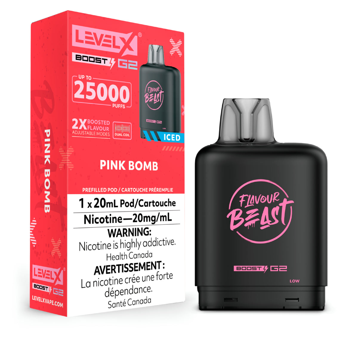 PINK BOMB - Level X Flavour Beast - Boost Pod 20mL - 6pc/Carton