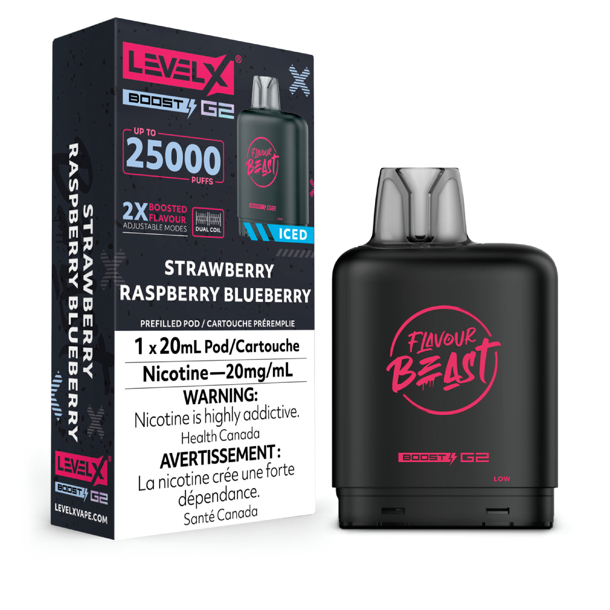 STRAWBERRY RASPBERRY BLUEBERRY - Level X Flavour Beast - Boost Pod 20mL - 6pc/Carton