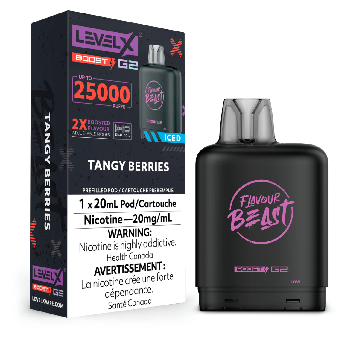 TANGY BERRIES  - Level X Flavour Beast - Boost Pod 20mL - 6pc/Carton