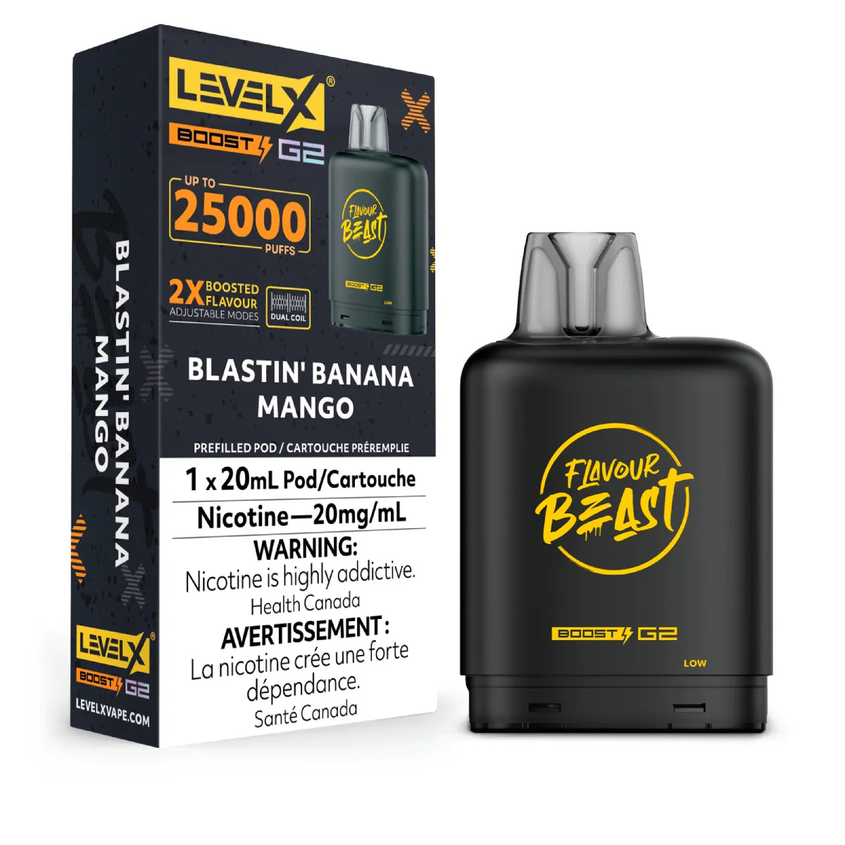BLASTIN BANANA MANGO - Level X Flavour Beast - Boost Pod 20mL - 6pc/Carton