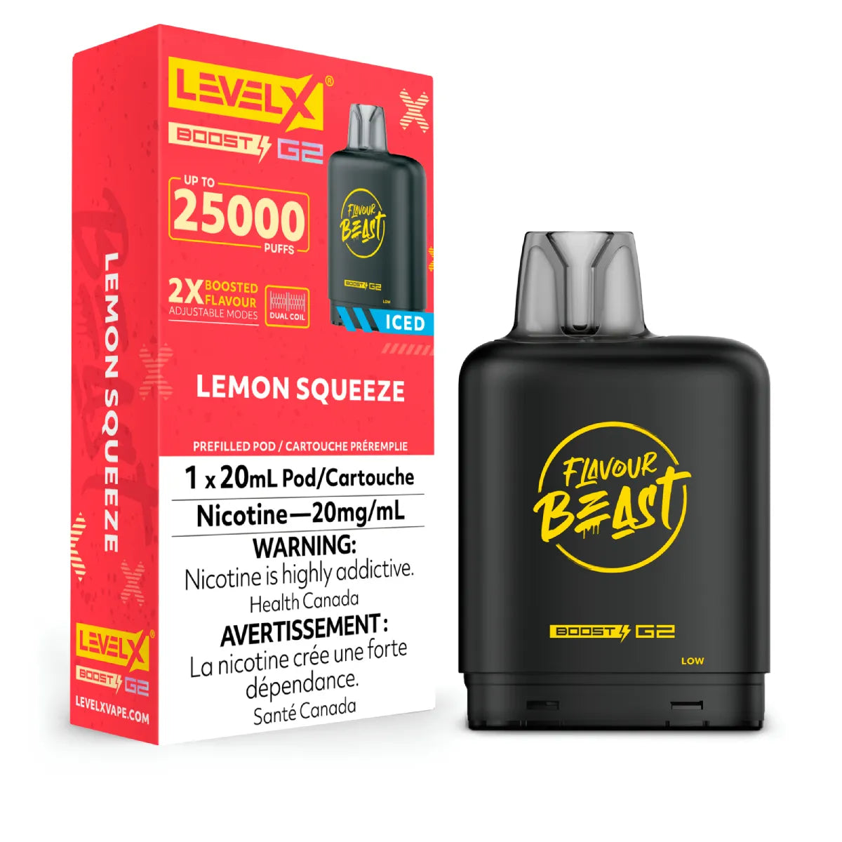 LEMON SQUEEZE - Level X Flavour Beast - Boost Pod 20mL - 6pc/Carton