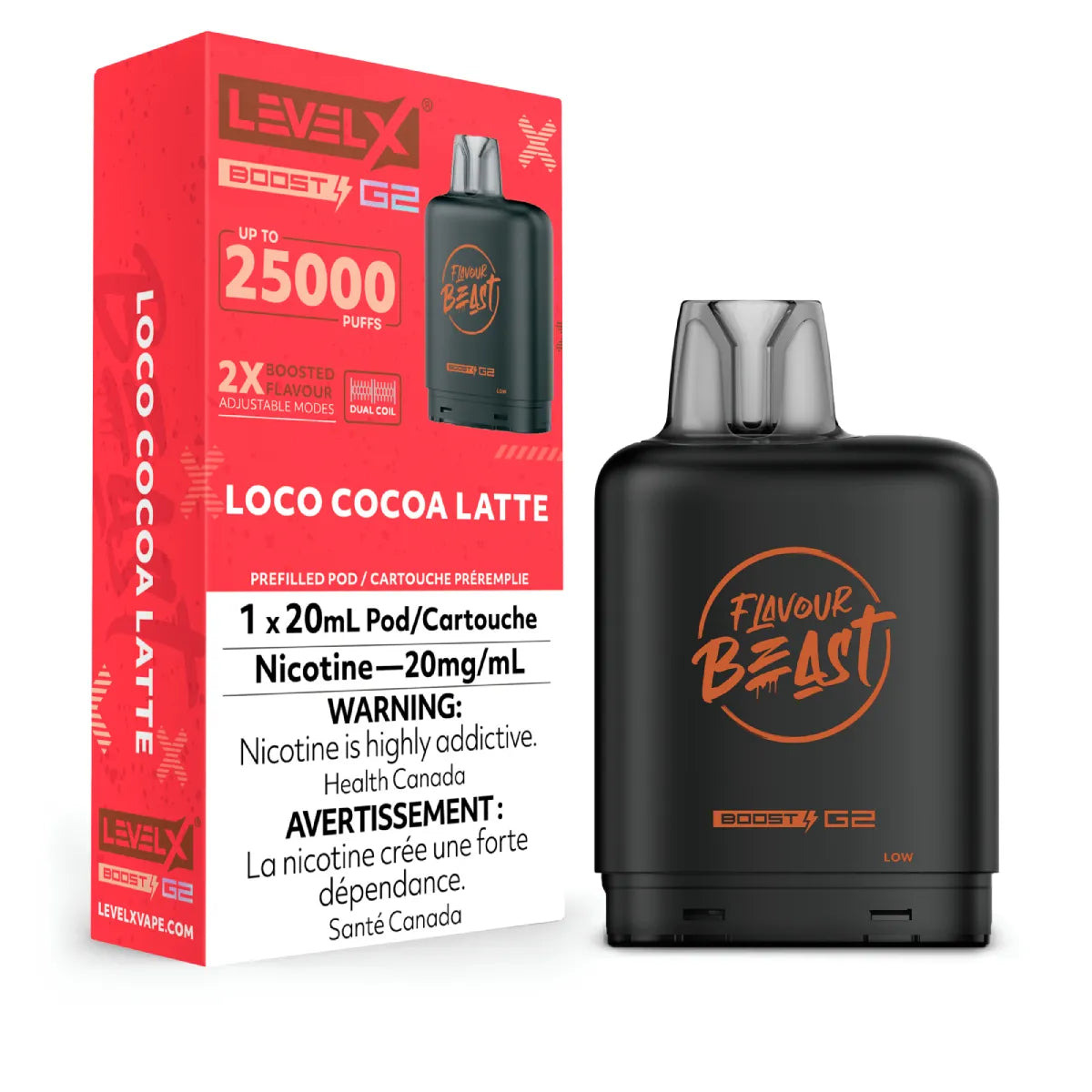 LOCO COCOA LATTE - Level X Flavour Beast - Boost Pod 20mL - 6pc/Carton