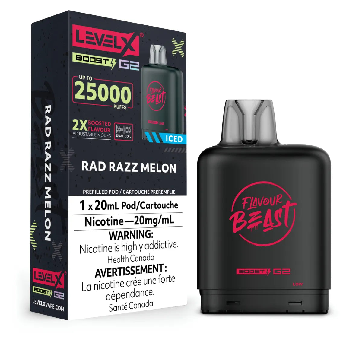 RAD RAZZ MELON - Level X Flavour Beast - Boost Pod 20mL - 6pc/Carton