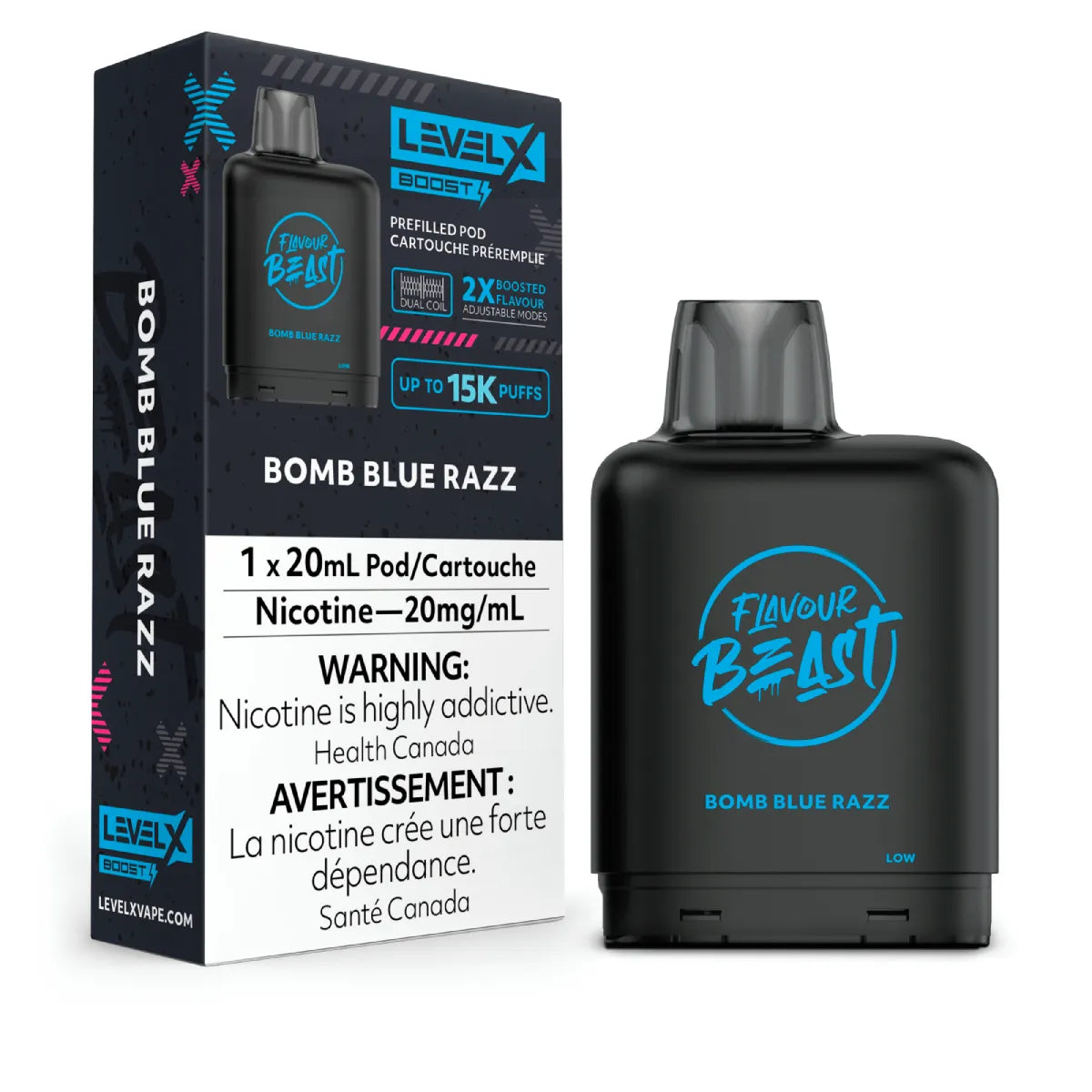 BOMB BLUE RAZZ - Level X Flavour Beast - Boost Pod 20mL - 6pc/Carton