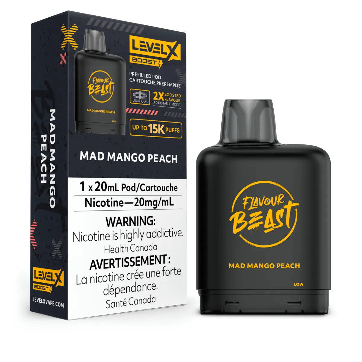 MAD MANGO PEACH - Level X Flavour Beast - Boost Pod 20mL - 6pc/Carton