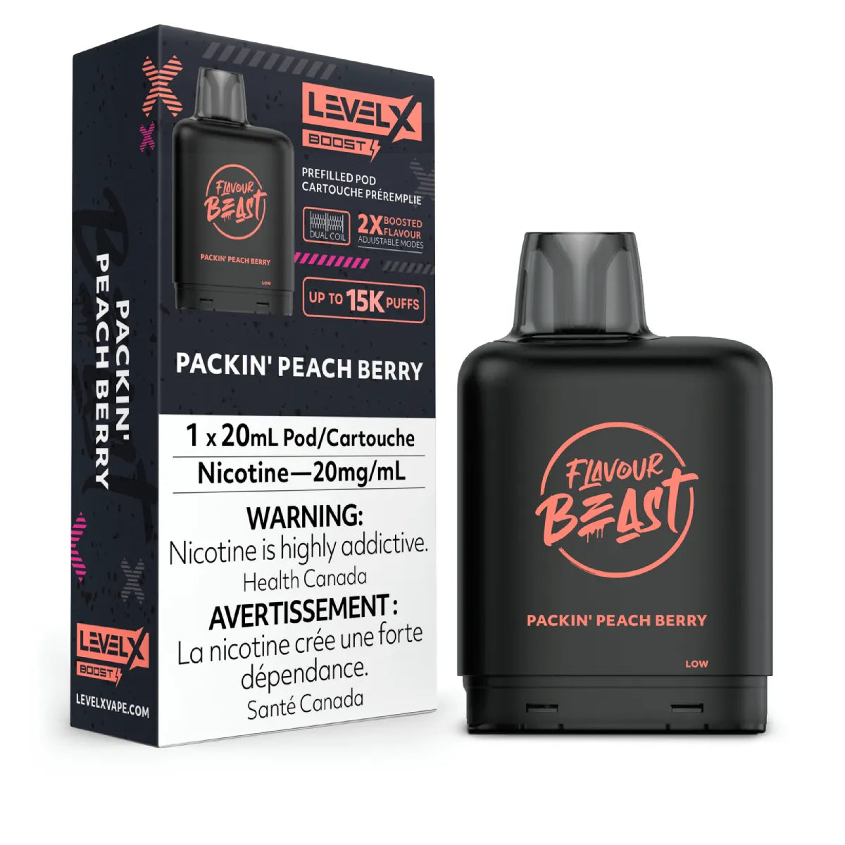 PACKIN' PEACH BERRY - Level X Flavour Beast - Boost Pod 20mL - 6pc/Carton