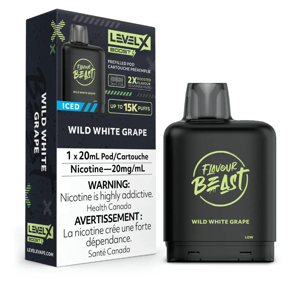 WILD WHITE GRAPE ICED - Level X Flavour Beast - Boost Pod 20mL - 6pc/Carton