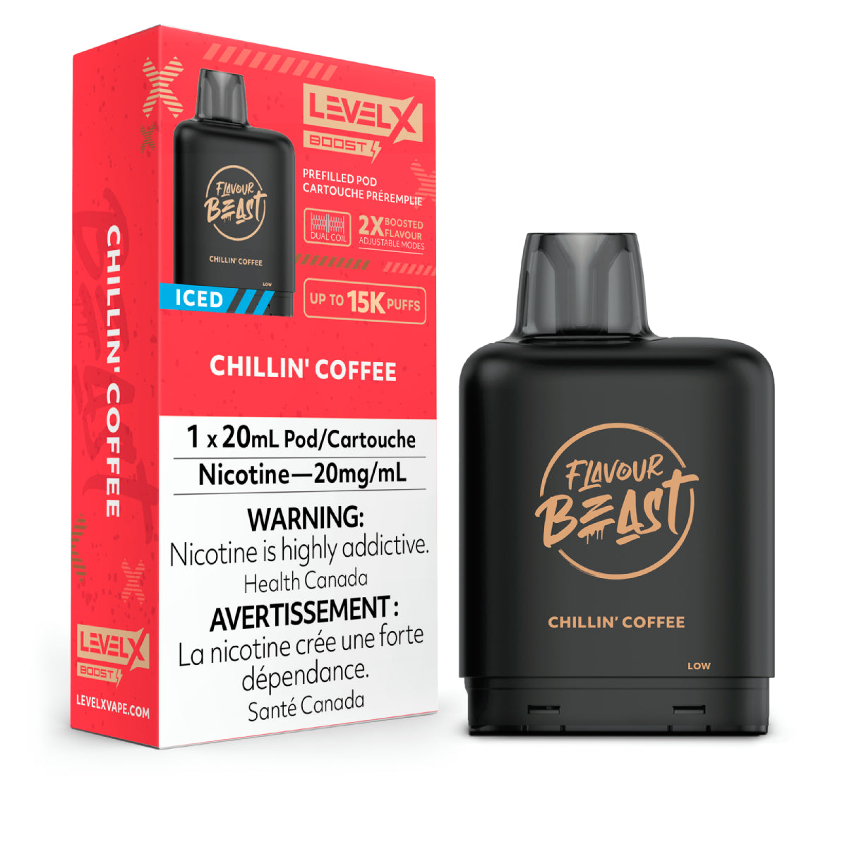 CHILLIN' COFFEE ICED  - Level X Flavour Beast - Boost Pod 20mL - 6pc/Carton