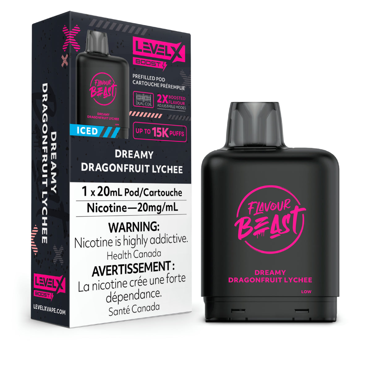 DREAMY DRAGONFRUIT LYCHEE ICED - Level X Flavour Beast - Boost Pod 20mL - 6pc/Carton