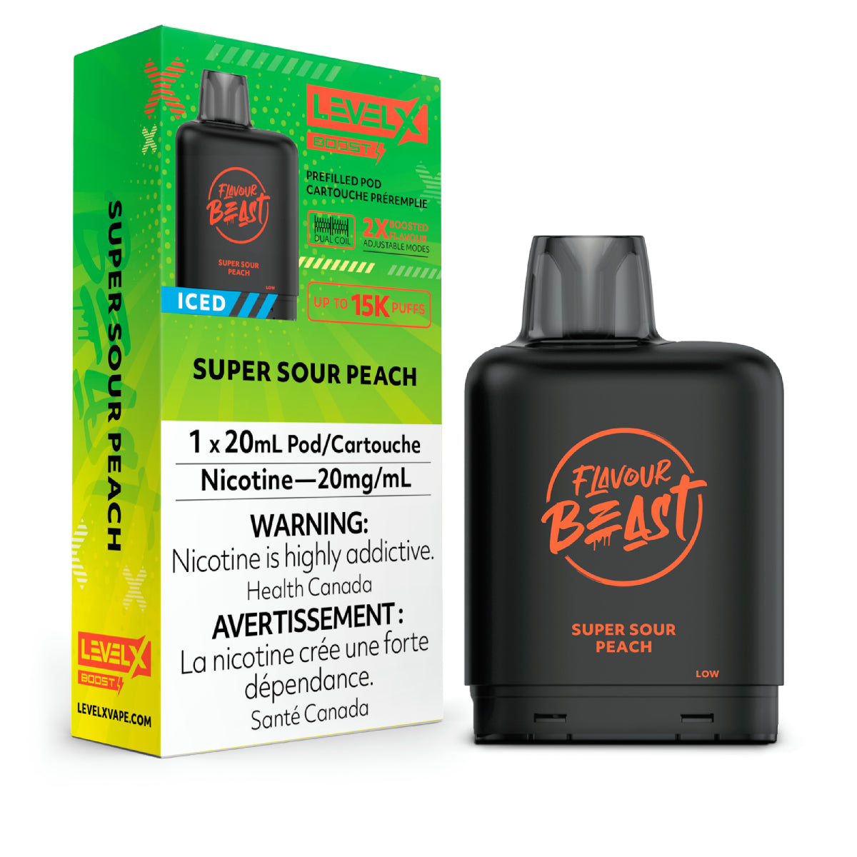 SUPER SOUR PEACH ICED - Level X Flavour Beast - Boost Pod 20mL - 6pc/Carton