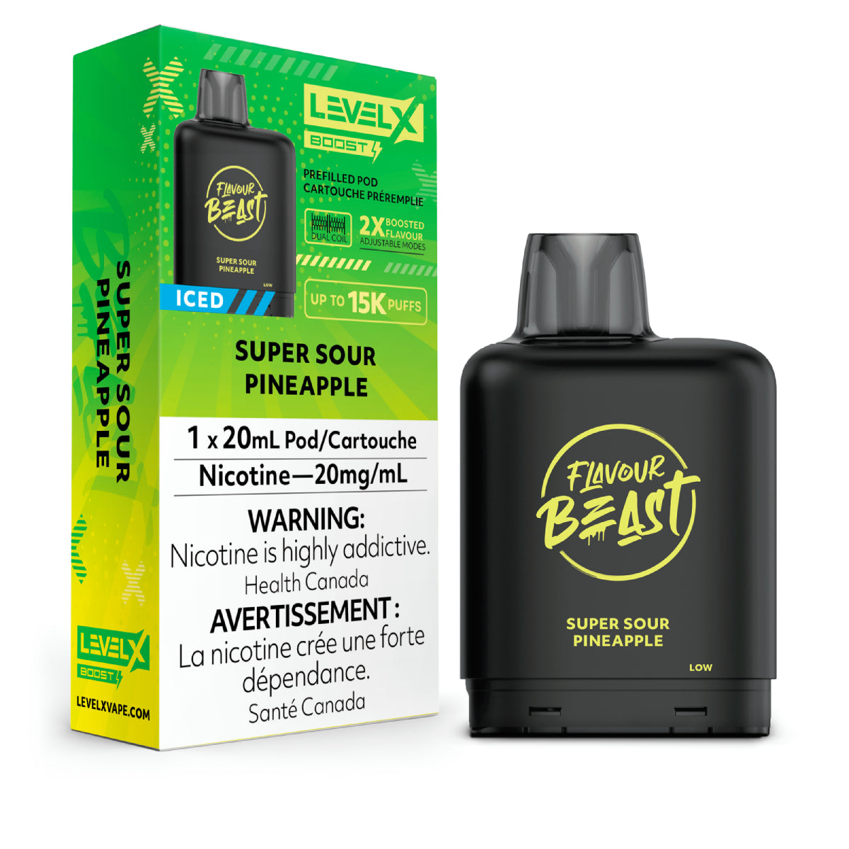 SUPER SOUR PINEAPPLE ICED - Level X Flavour Beast - Boost Pod 20mL - 6pc/Carton