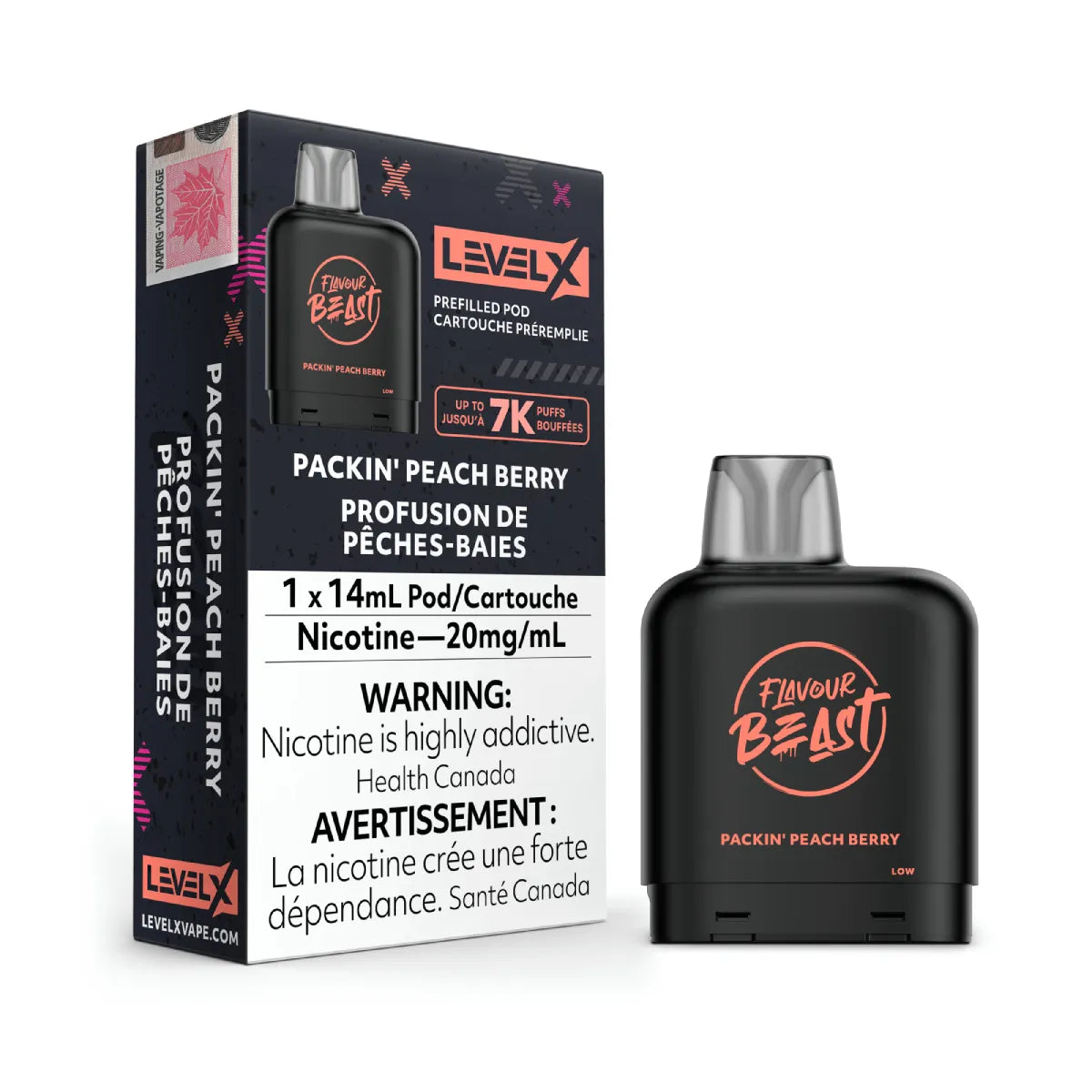 Packin' Peach Berry - Level X Flavour Beast Pod 14mL - 6pc/Carton