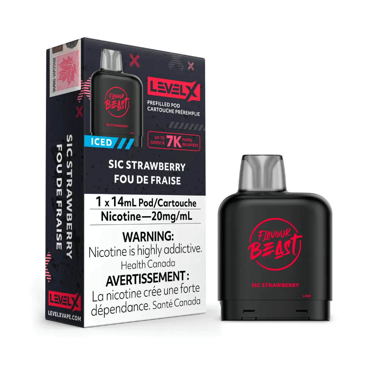 Sic Strawberry Iced - Level X Flavour Beast Pod 14mL - 6pc/Carton