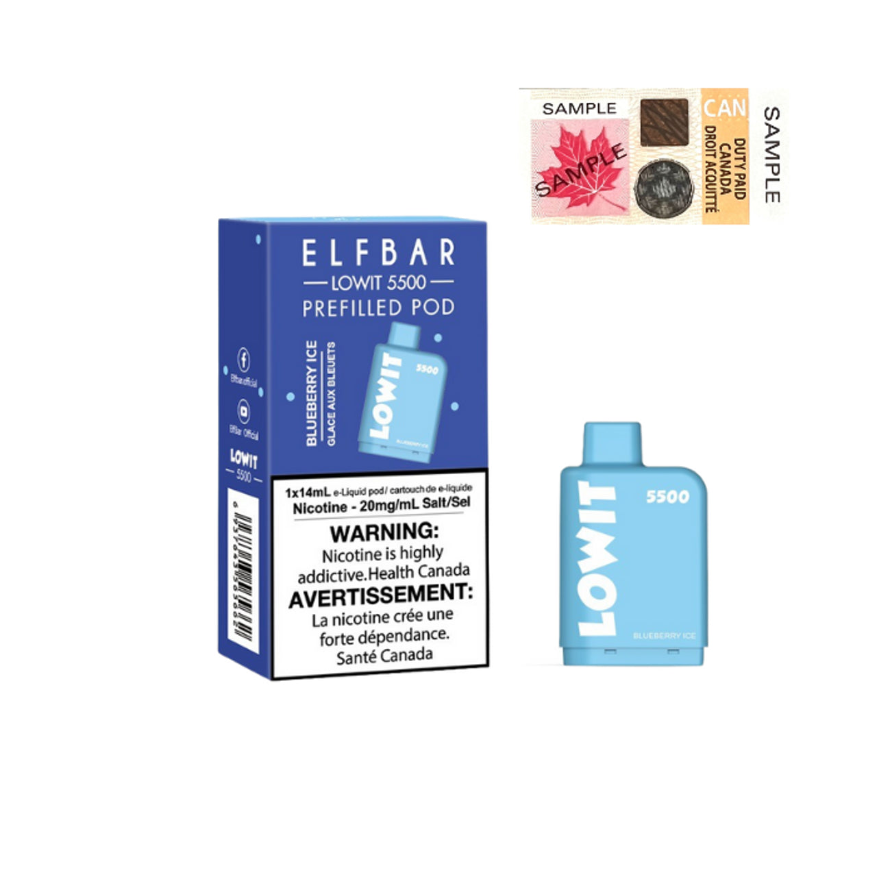 Blueberry Ice - Elf Bar Lowit 5500 - 20mg