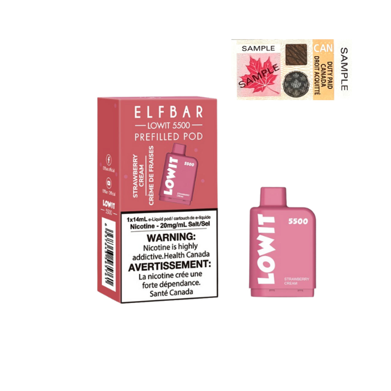 Strawberry Cream - Elf Bar Lowit 5500 - 20mg