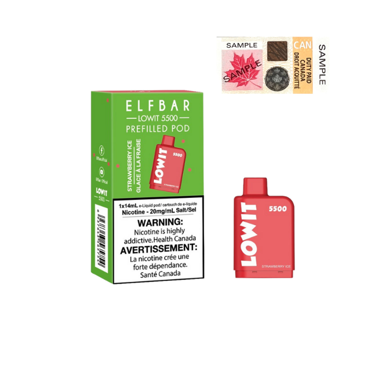 Strawberry Ice - Elf Bar Lowit 5500 - 20mg