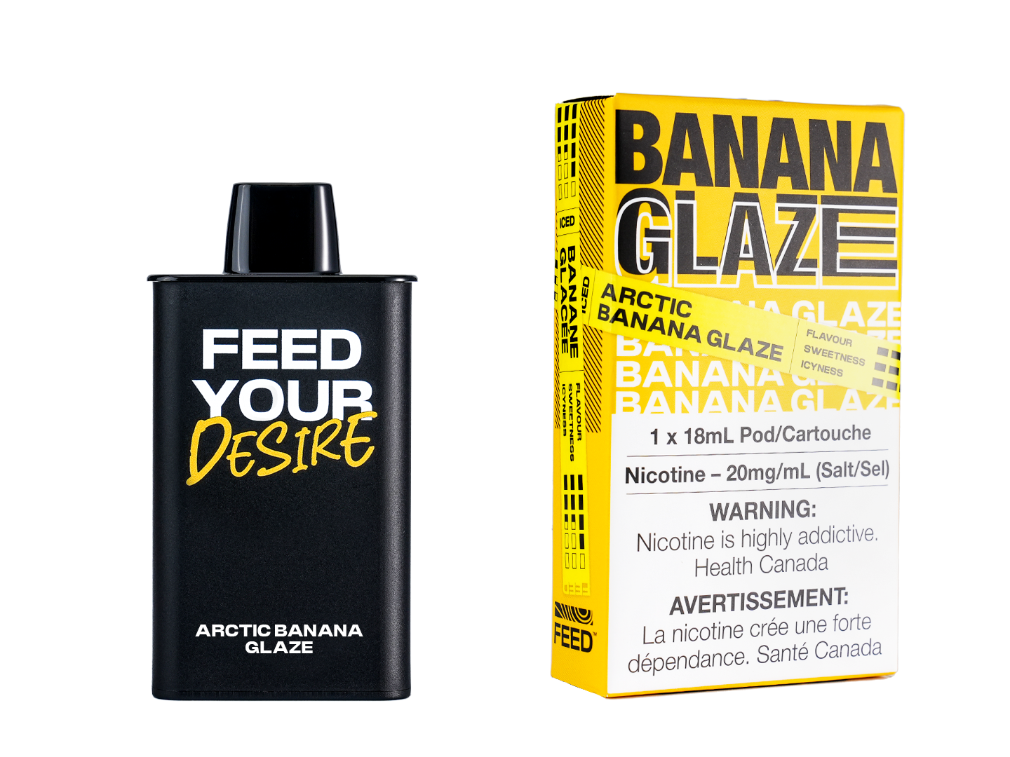 ARCTIC BANANA GLAZE - FEED 9000 Puffs Pre Filled Pods - 3ct