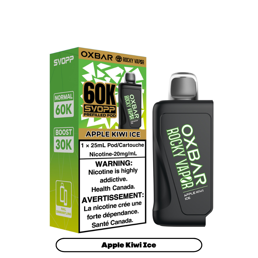 Apple Kiwi Ice - SVOPP Rocky Vapor Oxbar 60K - 4/pk [ON]