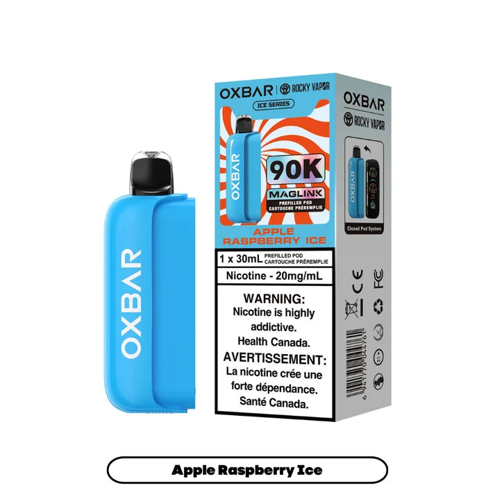 APPLE RASPBERRY ICE - MAGLINK Rocky Vapor Oxbar 90K - PODS - 4/pk [ON]