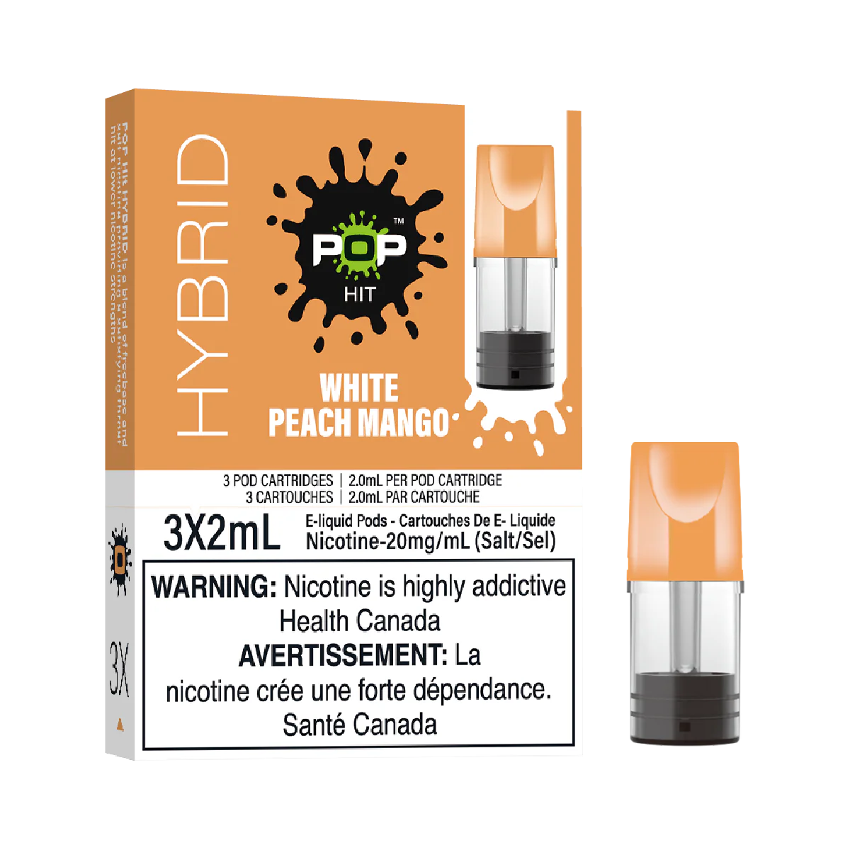 WHITE PEACH MANGO - Pop Hit Hybrid - 20mg - 5pc/Carton - [FED]