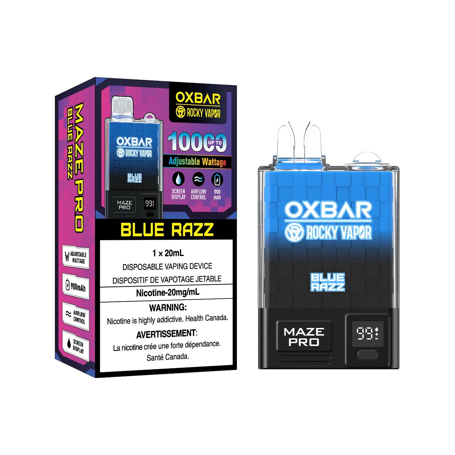BLUE RAZZ - ROCKY VAPOR x OXBAR MAZE PRO - 20mg - 5pc/box