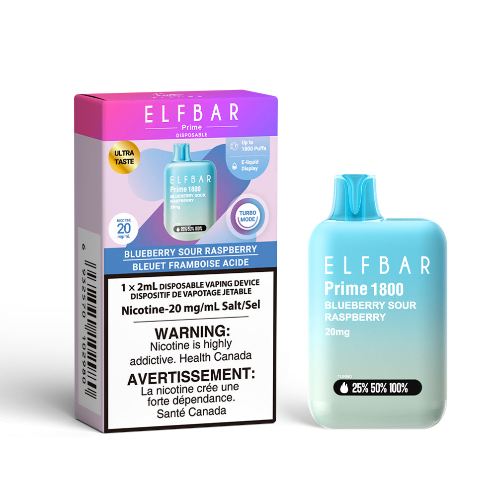 BLUEBERRY SOUR RASPBERRY - ELF Bar Prime 1800 Disposable Vape - 5ct [ON]