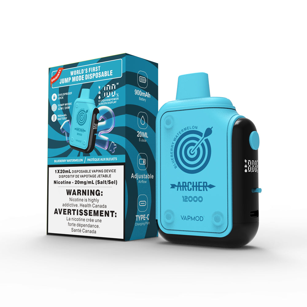 BLUEBERRY WATERMELON - VAPMOD Archer 12000 Disposable Vape - 5ct