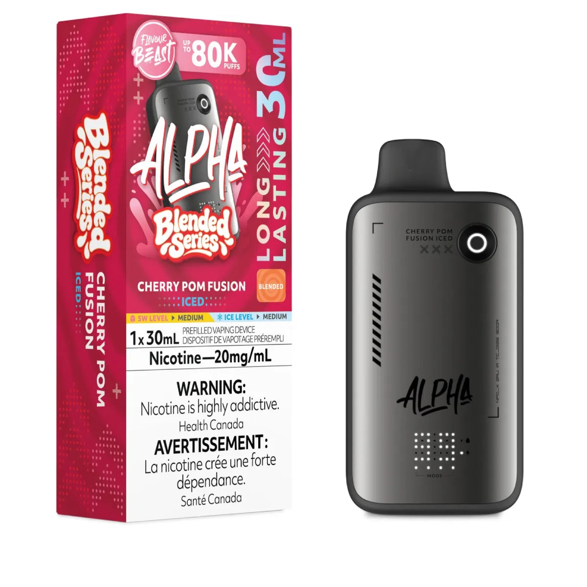 CHERRY POM FUSION ICED - Flavour Beast Alpha 80K - 20MG - 4pc/Carton [ON]