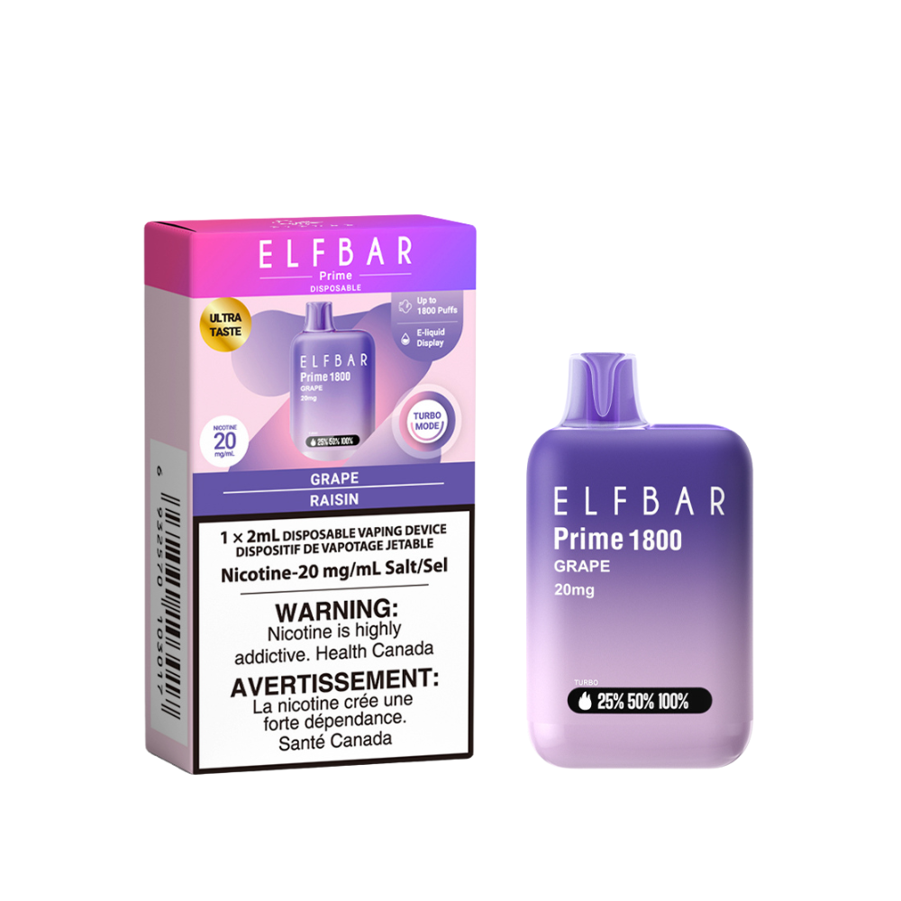 Grape - ELF Bar Prime 1800 Disposable Vape - 5ct [ON]